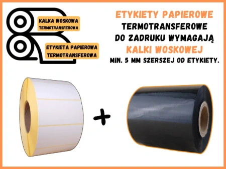 100x50 mm etykiety papierowe 1000 szt. gilza 40 samoprzylepne termotransferowe  do kalek