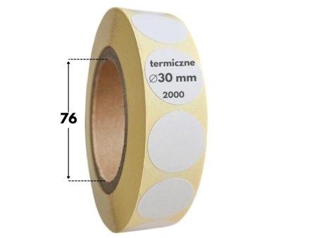 fi 30 mm etykiety termiczne 2000 szt. gilza 76 perforacja samoprzylepne białe