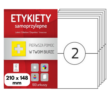 Etykiety 210x148 mm na arkuszach A4 - 200 etykiet samoprzylepnych uniwersalnych do drukarek biurowych