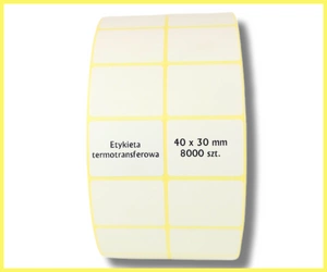 40x30 mm II rzędowe etykiety termotransferowe 8000 szt. gilza 76 samoprzylepne białe naklejki 40/30