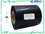 70x450 OUT kalka WOSKOWO-ŻYWICZNA taśma termotransferowa wosk żywica 70 mm 450 m czarna