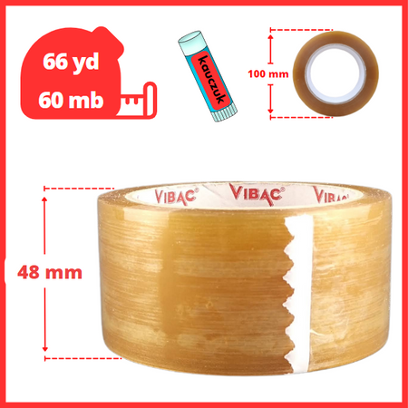 zgrzewka solvent 48mm x 66yd (60m) Vibac BEZBARWNA taśma klejąca 48/66 pakowa 6 sztuk