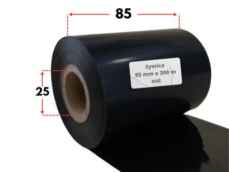 85x300 OUT kalka ŻYWICZNA taśma termotransferowa żywica 85 mm 300 m czarna
