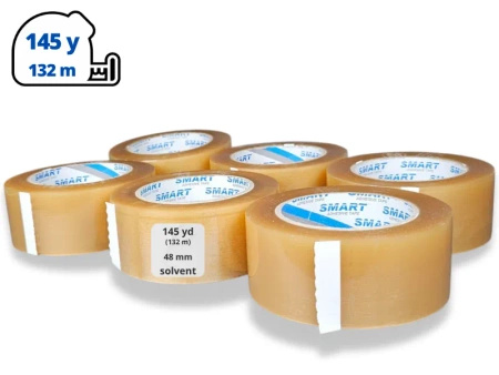 zgrzewka solvent 48mm x 145yd (132m) Smart BEZBARWNA taśma klejąca 48/145 pakowa 36 sztuk