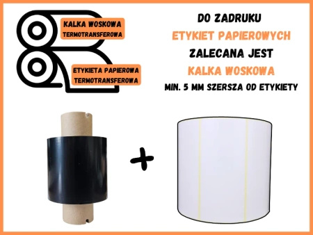 60x300 kalka WOSKOWA taśma termotransferowa wosk 60mm 300m czarna OUT
