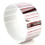 z_usl_nad_p 30x11 mm plomby gwarancyjne VOID SREBRNE nadruk CZERWONY 100 szt.