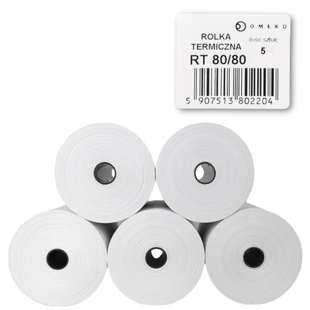 Rolki termiczne 80x80 do kasy fiskalnej 5 szt. 80mm / 80mb
