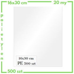 16x30 cm worki foliowe polietylenowe 160x300 mm 20-mik 500 szt.