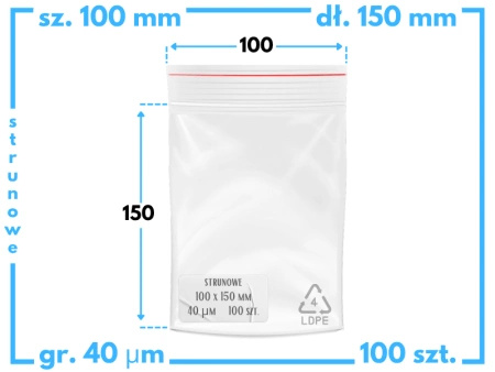 100x150 mm torebki strunowe 100 szt. woreczki (10x15 cm)