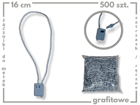 GRAFITOWE 500 szt łączniki do metek ręczne plomby odzieżowe