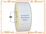 40x40 mm etykiety 1500 szt. gilza 40 samoprzylepne termotransferowe białe