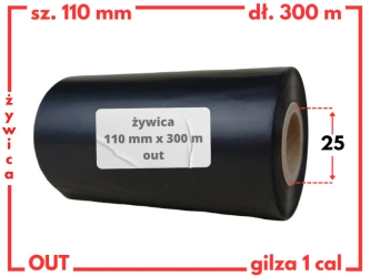 110x300 OUT kalka ŻYWICZNA taśma termotransferowa żywica 110 mm 300 m czarna