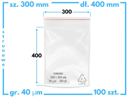 300x400 mm torebki strunowe 100 szt. woreczki (30x40 cm)