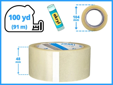 zgrzewka akryl 48mm x 100yd (91m) Smart BEZBARWNA taśma klejąca 48/100 pakowa 6 sztuk