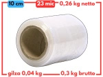 10 cm folia stretch 0,3 kg brutto (0,26 kg netto) bezbarwna 23 mic - minirap strecz mocny i wydajny