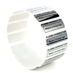 z_usl_nad_p 30x11 mm plomby gwarancyjne VOID SREBRNE nadruk CZARNY 100 szt.