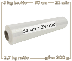 Folia strecz TRANSPARENTNA 3kg 23mic gilza tylko 300g