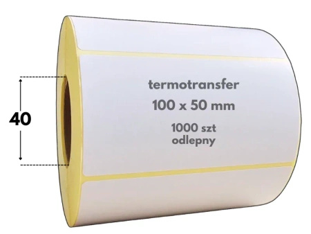 100x50 mm etykiety termotransferowe z klejem ODLEPNYM 1000 szt. gilza 40 samoprzylepne białe naklejki 100*50