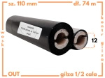 110x74 kalka WOSKOWA taśma termotransferowa wosk 110mm 74m czarna OUT