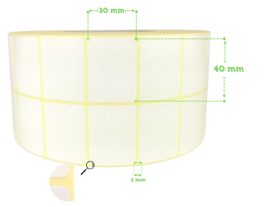 40x30 mm II rzędowe etykiety termotransferowe 8000 szt. gilza 76 samoprzylepne białe naklejki 40/30