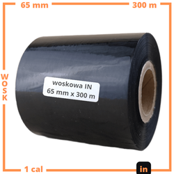 65x300 kalka WOSKOWA czarna IN taśma termotransferowa wosk 65mm 300m