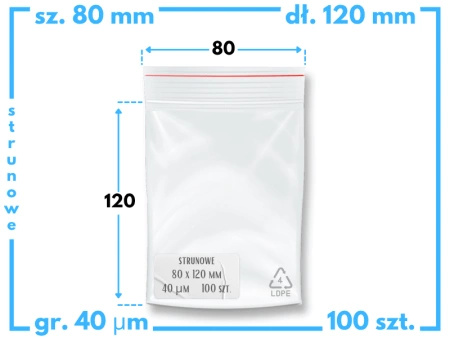 80x120 mm torebki strunowe 100 szt. woreczki (8x12 cm)