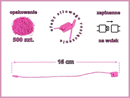 RÓŻOWE CIEMNE 500 szt. łączniki do metek ręczne plomby odzieżowe DARK PINK