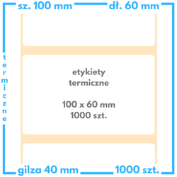 100x60 mm etykiety termiczne 1000 szt. samoprzylepne białe