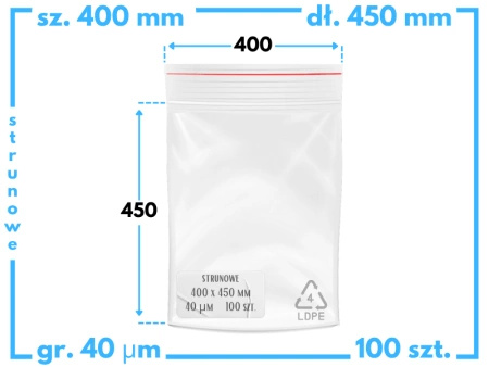 400x450 mm torebki strunowe 100 szt. woreczki (40x45 cm)