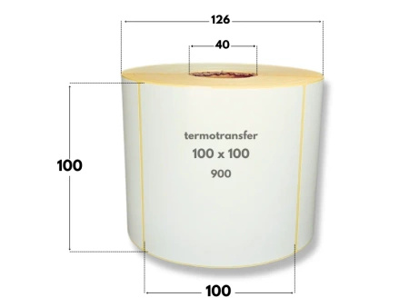 100x100 mm etykiety termotransferowe 900 szt. gilza 40 samoprzylepne białe naklejki 100/100