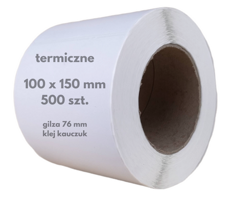 100x150 mm etykiety termiczne 500 szt. gilza 76 PERFORACJA samoprzylepne białe 100*150