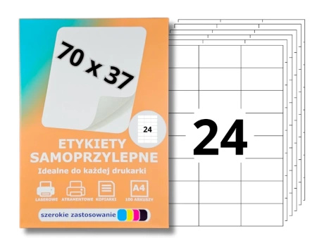 Etykiety 70x42 mm na arkuszach A4 - 2100 etykiet samoprzylepnych uniwersalnych do drukarek biurowych