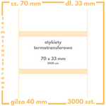 70x33 mm etykiety termotransferowe 3000 szt. gilza 40 samoprzylepne białe naklejki 70*33