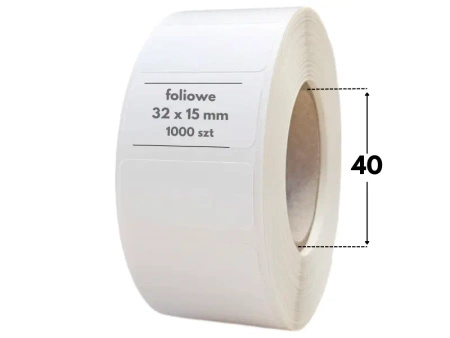 białe 32x15 mm etykiety FOLIOWE samoprzylepne 2000 szt gilza klej 40 akryl termotransferowe 