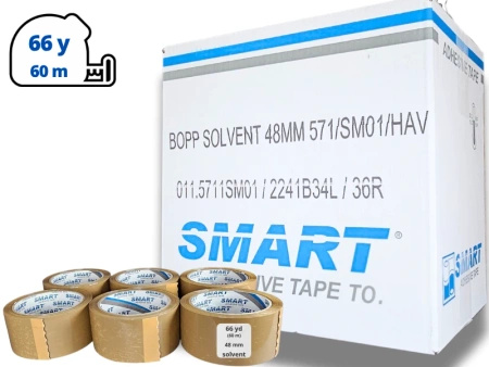 karton solvent 48mm x 66yd (60m) Smart BRĄZOWA taśma klejąca 48/66 pakowa 36 sztuk