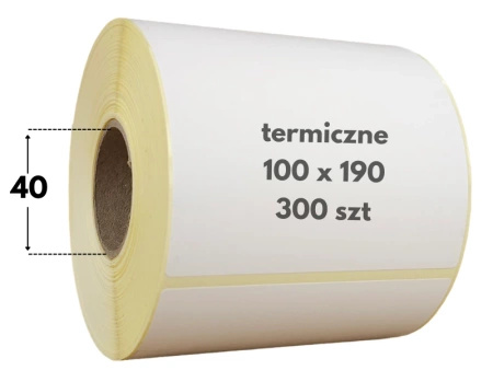 100x190 mm etykiety termiczne 300 szt. gilza 40 perforacja samoprzylepne białe 100*190