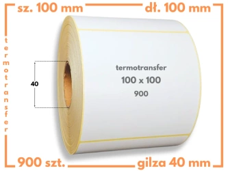 100x100 mm etykiety termotransferowe 900 szt. gilza 40 samoprzylepne białe naklejki 100/100