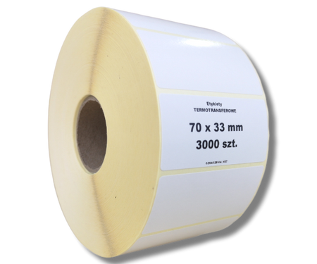 70x33 mm etykiety termotransferowe 3000 szt. gilza 40 samoprzylepne białe naklejki 70*33