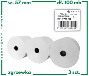Rolki termiczne 57x100 do kasy fiskalnej 3 szt. 57mm / 100mb