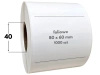 białe 80x60 mm etykiety FOLIOWE 1000 szt. gilza 40 mm termotransfer
