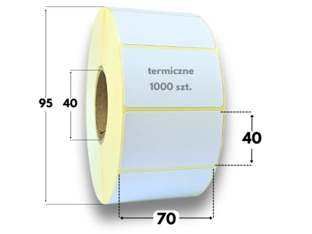 70x40 mm etykiety termiczne 1000 szt. gilza 40 samoprzylepne naklejki białe 70*40