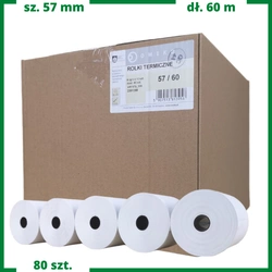 Karton rolek termicznych 57x60 do kas fiskalnych 80 szt. 57mm / 60mb
