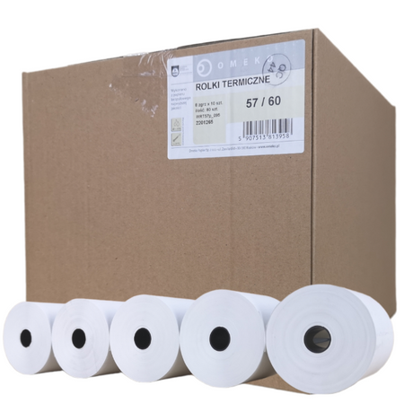 Rolki termiczne 57x60 do kasy fiskalnej 10 szt. 57mm / 60mb