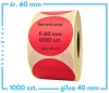 60 mm okrągłe etykiety termiczne 1000 szt. gilza 40 mm samoprzylepne czerwone
