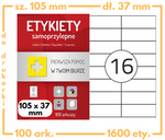 Etykiety 105x37 mm w arkuszach A4 - 1600 etykiet samoprzylepnych uniwersalnych do drukarek biurowych
