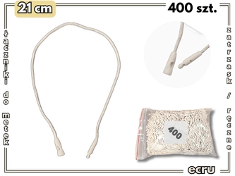 ECRU 21 cm 400 szt. łączniki do metek ręczne plomby odzieżowe WHITE
