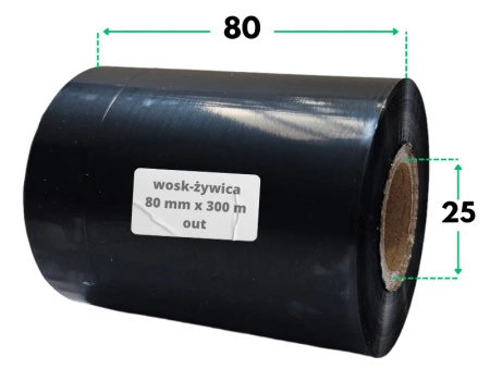 80x300 OUT kalka WOSKOWO-ŻYWICZNA taśma termotransferowa wosk żywica 80 mm 300 m czarna