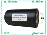 110x300 OUT kalka WOSKOWO-ŻYWICZNA taśma termotransferowa wosk żywica 110 mm 300 m czarna