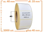 40x25 mm etykiety 2000 szt. gilza 40 samoprzylepne termotransferowe białe