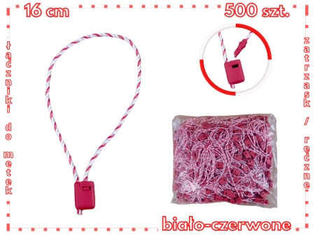 BIAŁO-CZERWONE 500 szt. łączniki do metek ręczne plomby odzieżowe WHITE AND RED